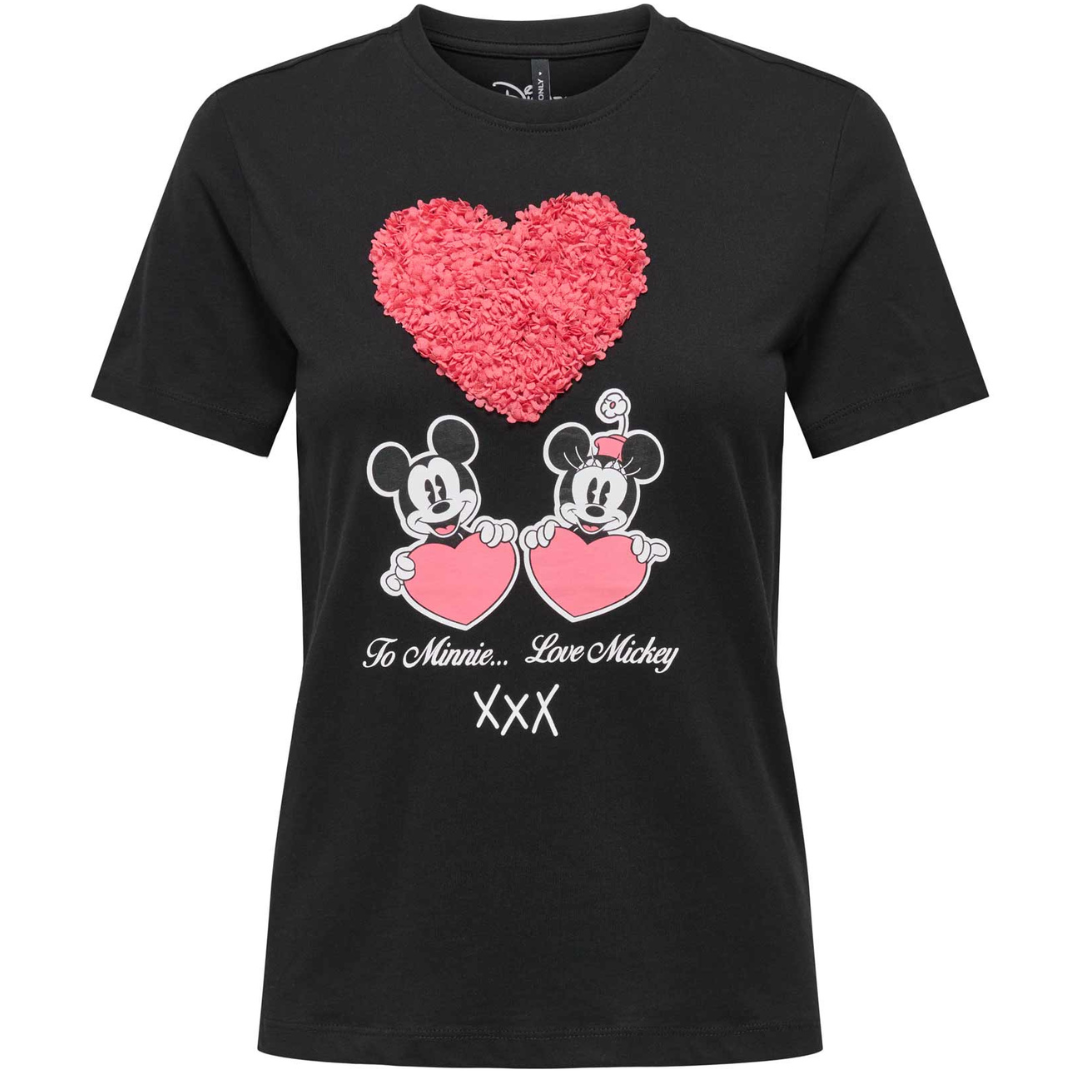 ONLY Crna Ženska Majica ONLMICKEY VALENTINE LUX